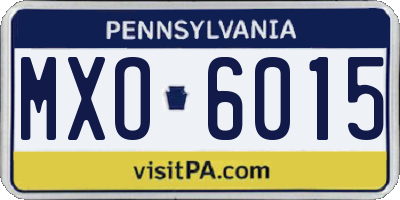 PA license plate MXO6015