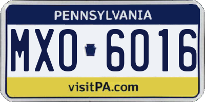 PA license plate MXO6016