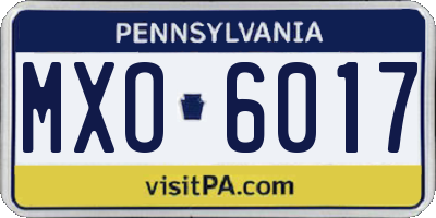 PA license plate MXO6017