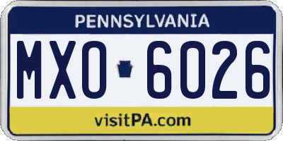 PA license plate MXO6026