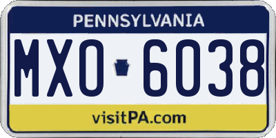 PA license plate MXO6038