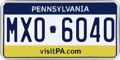 PA license plate MXO6040