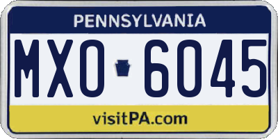 PA license plate MXO6045