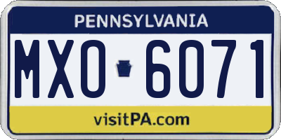 PA license plate MXO6071