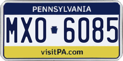 PA license plate MXO6085