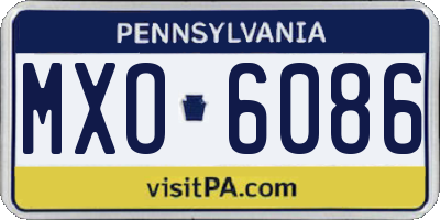 PA license plate MXO6086