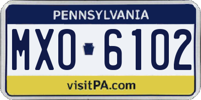 PA license plate MXO6102