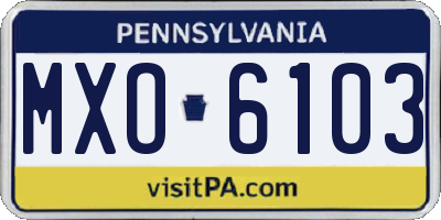 PA license plate MXO6103