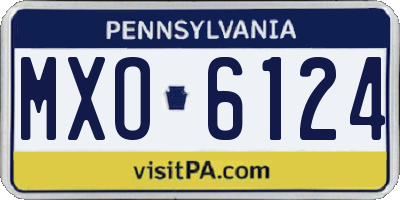 PA license plate MXO6124