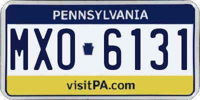 PA license plate MXO6131
