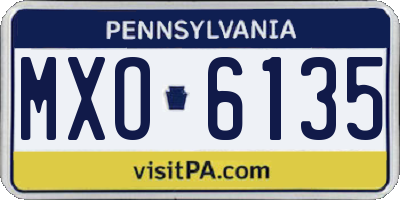 PA license plate MXO6135