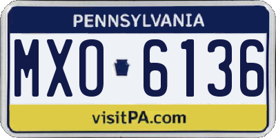 PA license plate MXO6136