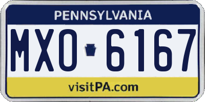 PA license plate MXO6167