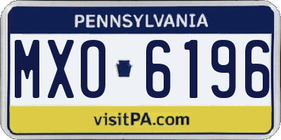 PA license plate MXO6196