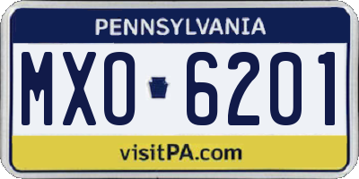 PA license plate MXO6201
