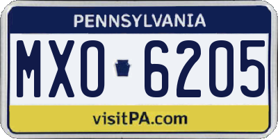 PA license plate MXO6205