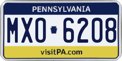 PA license plate MXO6208