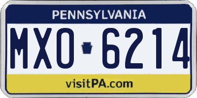 PA license plate MXO6214