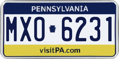 PA license plate MXO6231