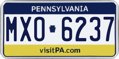 PA license plate MXO6237