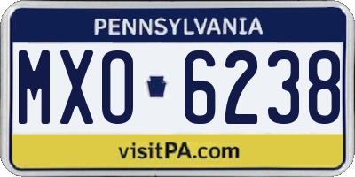 PA license plate MXO6238