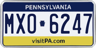 PA license plate MXO6247