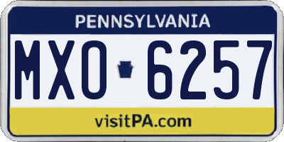 PA license plate MXO6257