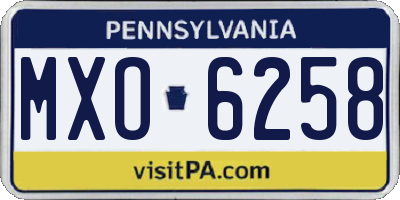 PA license plate MXO6258
