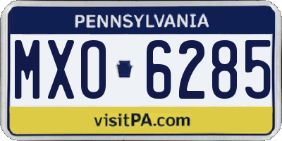 PA license plate MXO6285