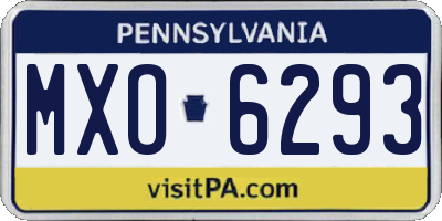 PA license plate MXO6293