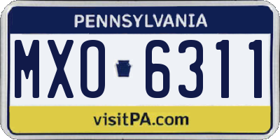 PA license plate MXO6311