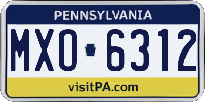 PA license plate MXO6312