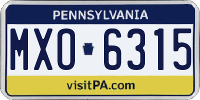PA license plate MXO6315