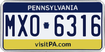 PA license plate MXO6316