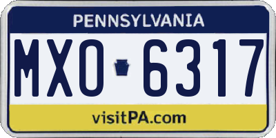 PA license plate MXO6317