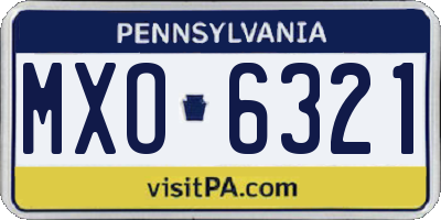 PA license plate MXO6321