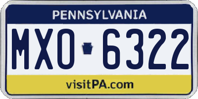 PA license plate MXO6322