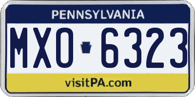 PA license plate MXO6323
