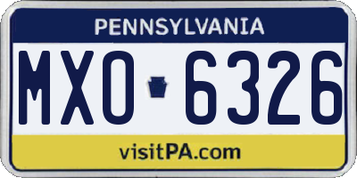 PA license plate MXO6326