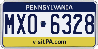 PA license plate MXO6328