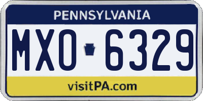 PA license plate MXO6329