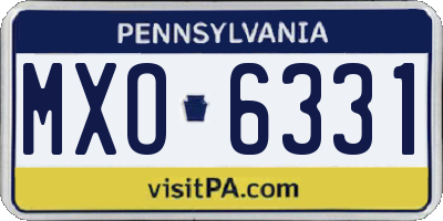 PA license plate MXO6331