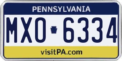 PA license plate MXO6334