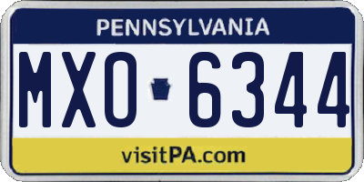 PA license plate MXO6344