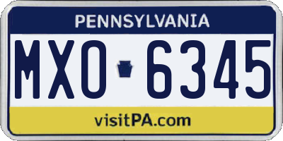 PA license plate MXO6345