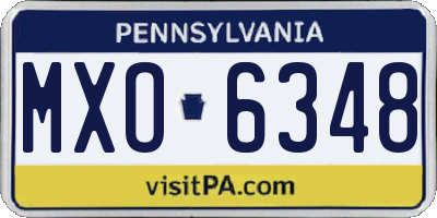 PA license plate MXO6348