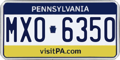 PA license plate MXO6350