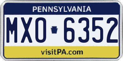 PA license plate MXO6352