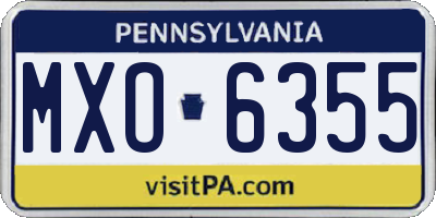 PA license plate MXO6355