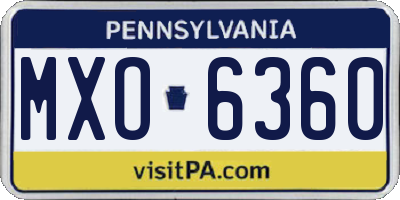 PA license plate MXO6360